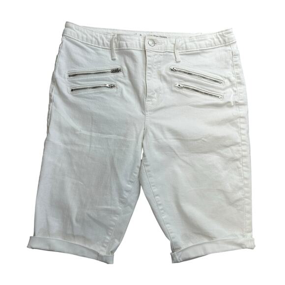 Massimo Pants - Massimo High Rise Skinny White Denim Stretch Jean Shorts Cuffed Size 14